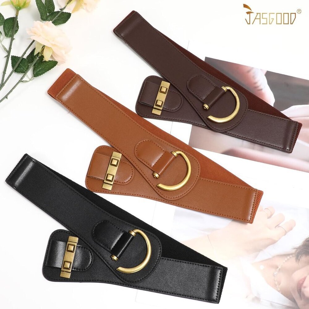 Women's Vintage Stretchy Waist Belt Elastic Wide Waistband for Dresses - Picture 8 of 8